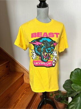Yellow 'Mr. BEAST Level Up' Graphic Tee